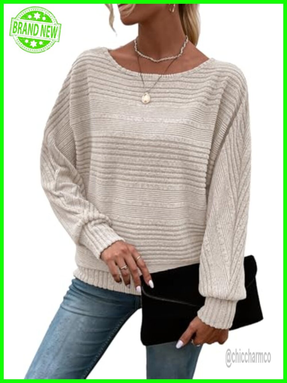Womens Tunic Top Batwing Long Sleeve Pullover Sweater Crew Neck Blouse